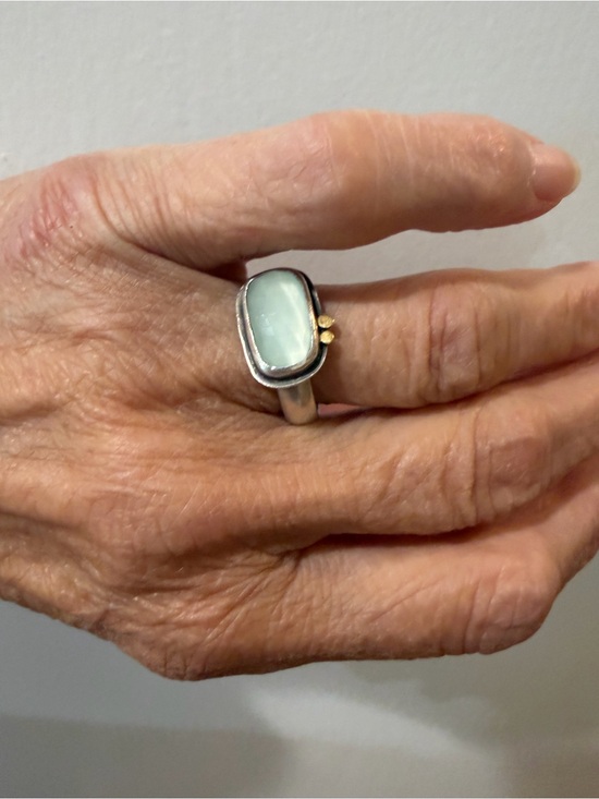 Ananda Khalsa Jewelry - Ananda Khalsa Sundance Aquamarine Ring Silver 22k Gold Size 8.5